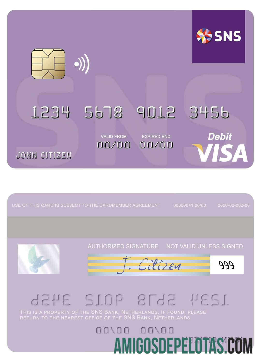 Netherlands SNS Bank Visa Debit Card download for verification